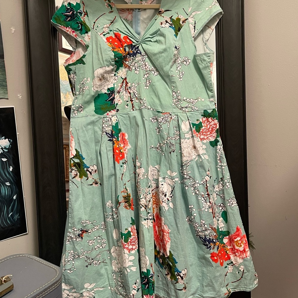 Amazon Women's Floral Dress in Green and Red